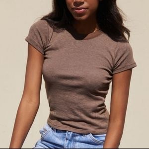 Brandy Melville brown Striped Hailie top